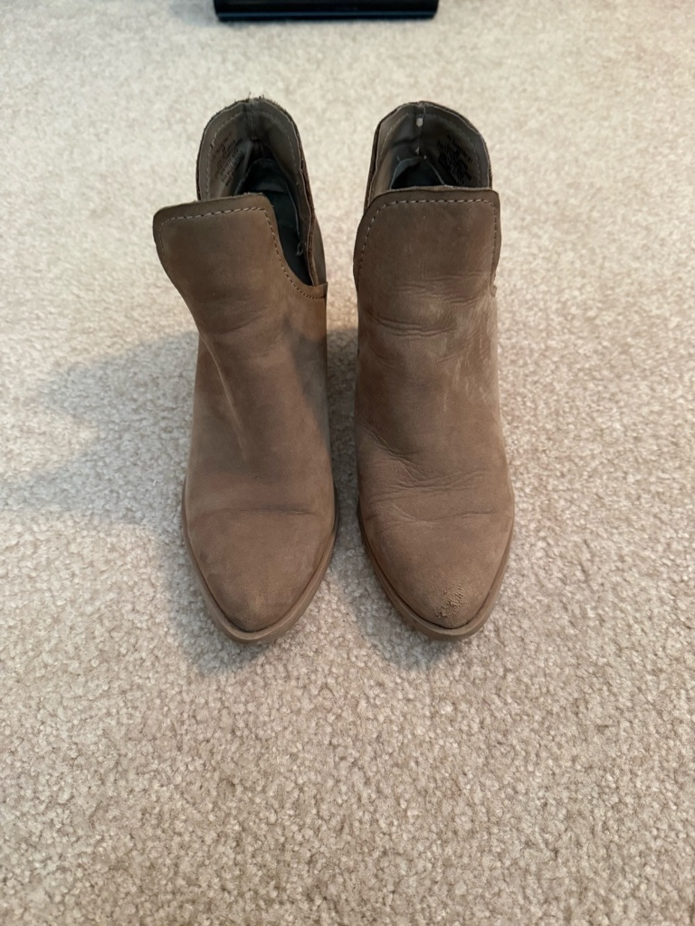 Steve Madden Petra Taupe Slip-On Ankle Booties with Block Heel - Picture 3 of 8